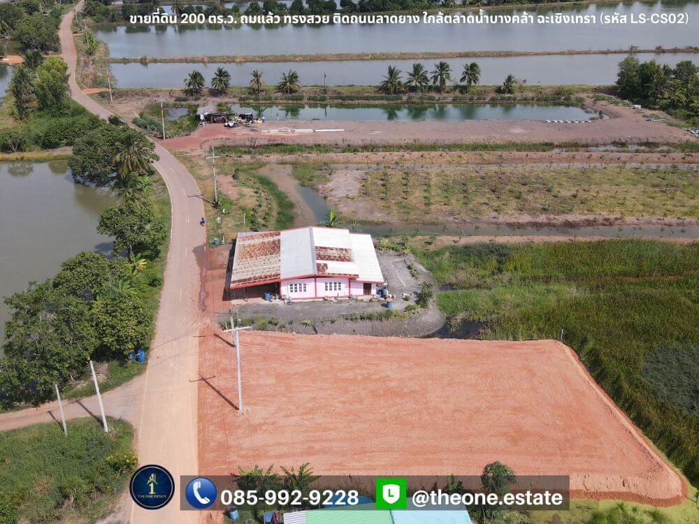 ขายที่ดิน บางคล้า 200 ตร.ว. ถมแล้ว ติดถนนลาดยาง ใกล้ตลาดน้ำบางคล้า ฉะเชิงเทรา